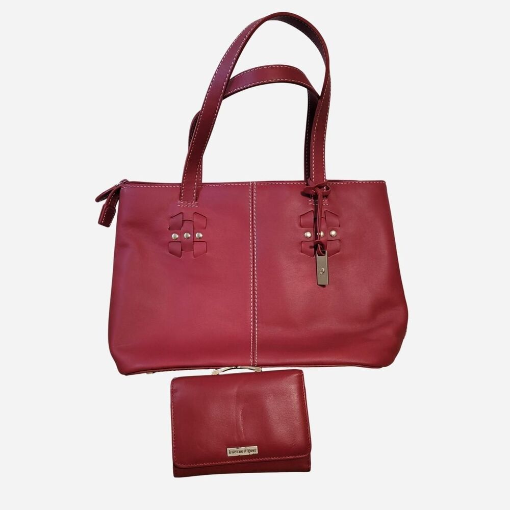 VTG Y2K Etienne Aigner Red Leather Shoulder Bag & Matching Wallet Set Old Money